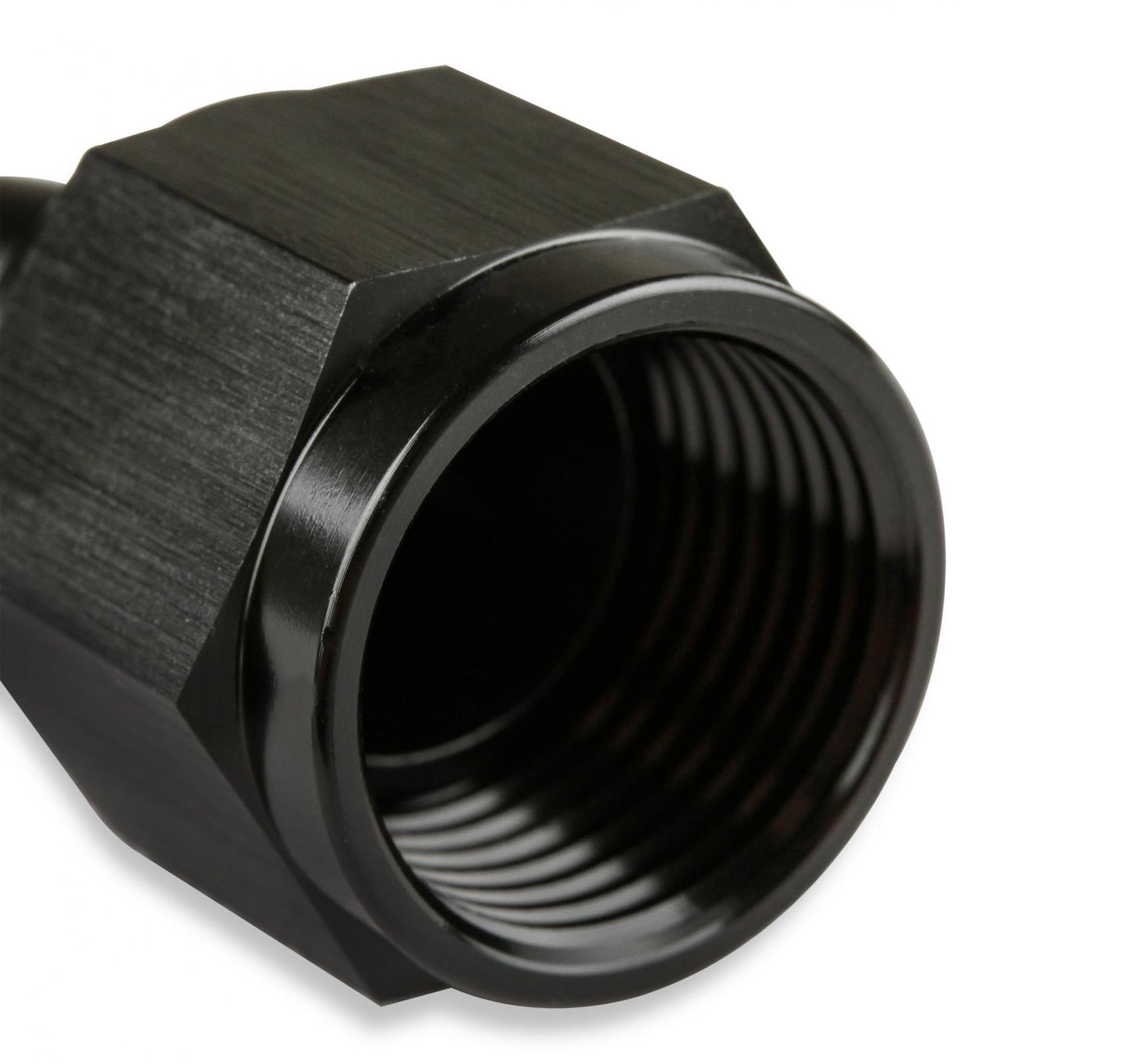 Swivel Hose End -6 AN 45 Degree Swivel Hose End Black Black Satin Anodized Finish Mr Gasket-2