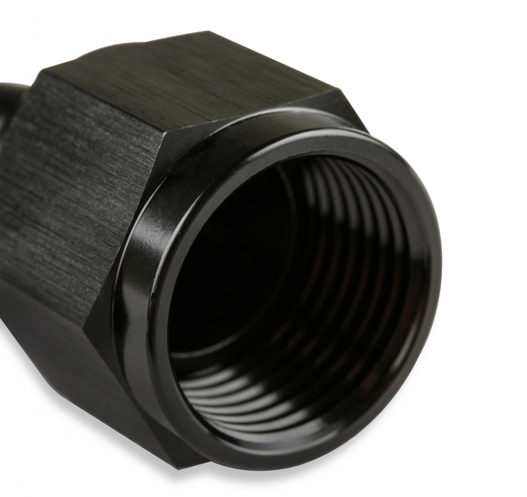 Swivel Hose End -6 AN 45 Degree Swivel Hose End Black Black Satin Anodized Finish Mr Gasket-2