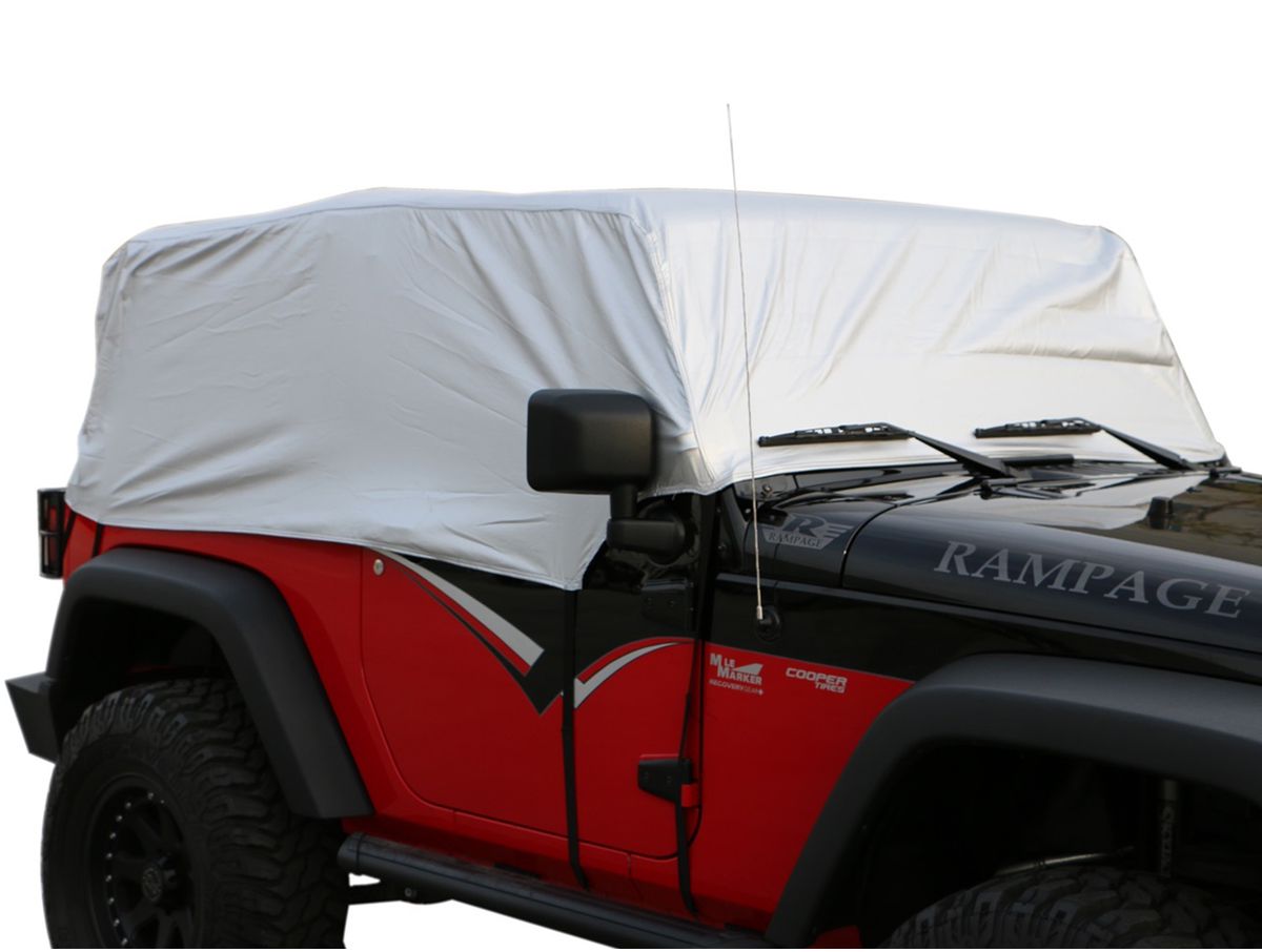 Multiguard Water Repellent Cab Cover (fits over installed top) for 2007-2018 Jeep Wrangler JK 2-Door, Silver Rampage