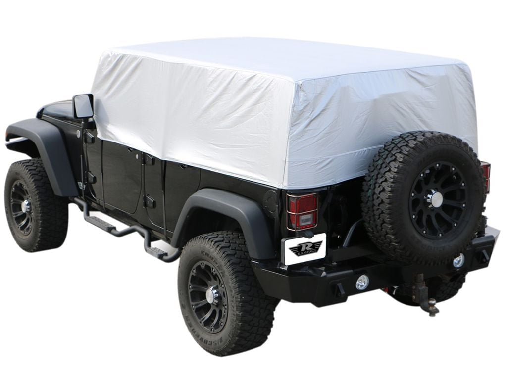 Multiguard Water Repellent Cab Cover (fits over installed top) for 2007-2018 Jeep Wrangler JK Unlimited, 4-Door, Silver Rampage