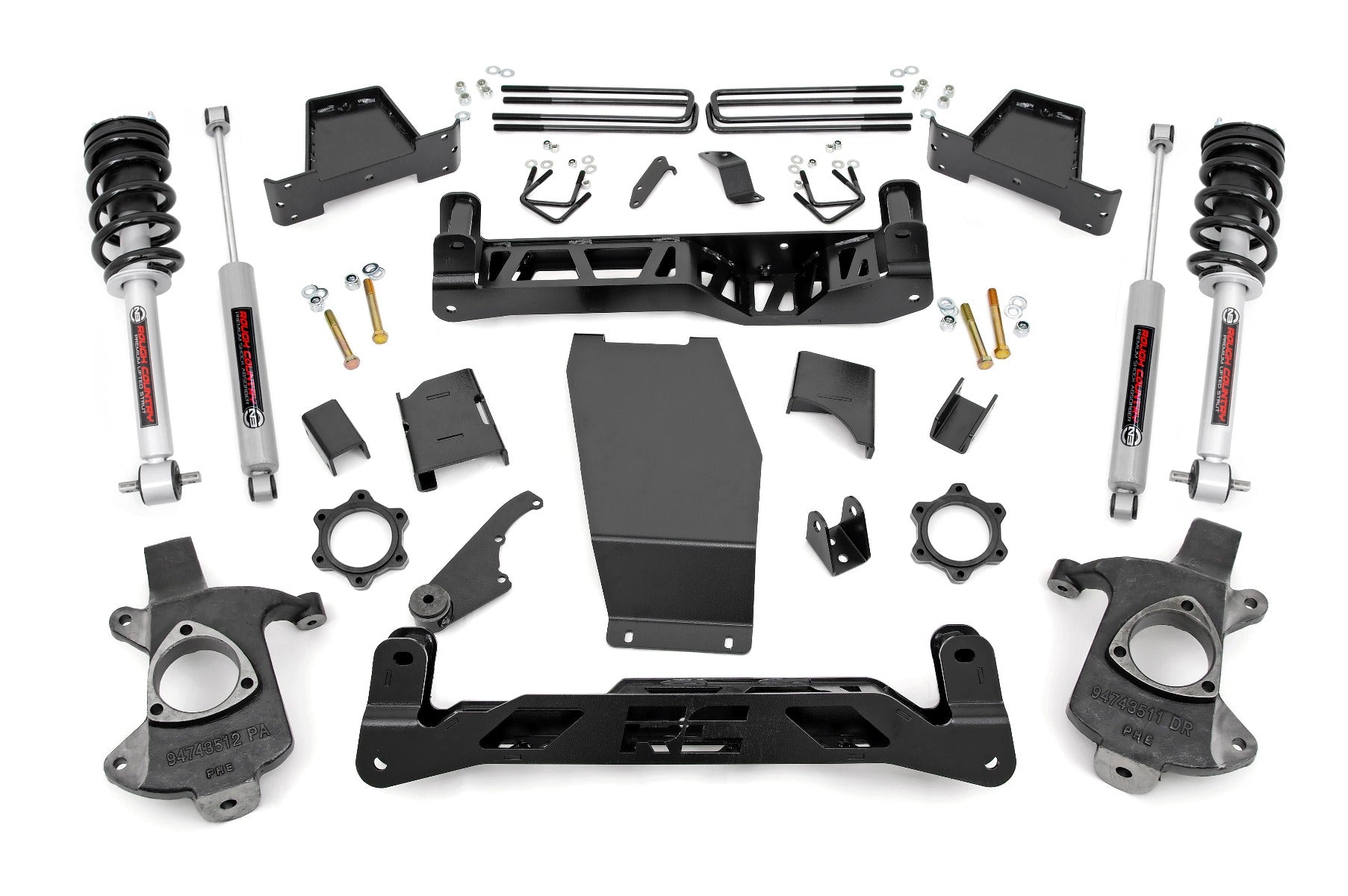 Rough Country 6.0 Inch GM Suspension Lift Kit w/N3 Struts and N3 Shocks 14-18 1500 PU 4WD Aluminum Rough Country