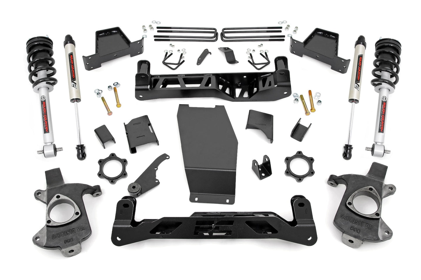 Rough Country 6.0 Inch GM Suspension Lift Kit w/ N3 Sruts and V2 Monotube 14-18 1500 PU 4WD Aluminum Rough Country