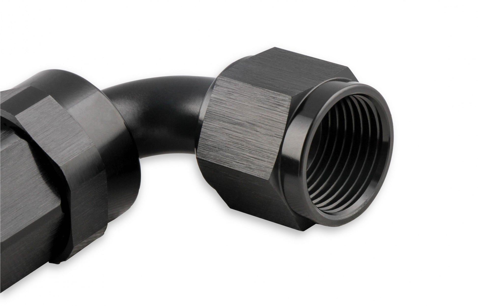 Swivel Hose End -6 AN 90 Degree Swivel Hose End Black Black Satin Anodized Finish Mr Gasket-3