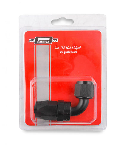 Swivel Hose End -8 AN 90 Degree Swivel Hose End Black Black Satin Anodized Finish Mr Gasket-4