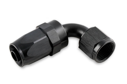 Swivel Hose End -10 AN 90 Degree Swivel Hose End Black Black Satin Anodized Finish Mr Gasket