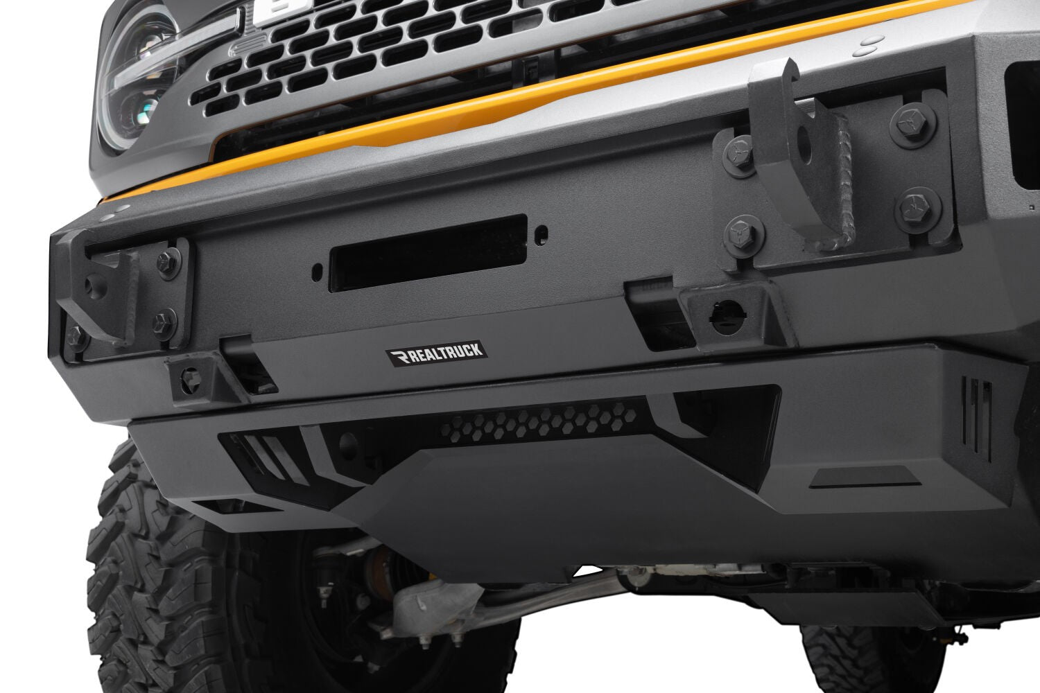 Trailline Bumper Fairlead Mount Plate Textured Black 2021-2025 Ford Bronco Go Rhino-1