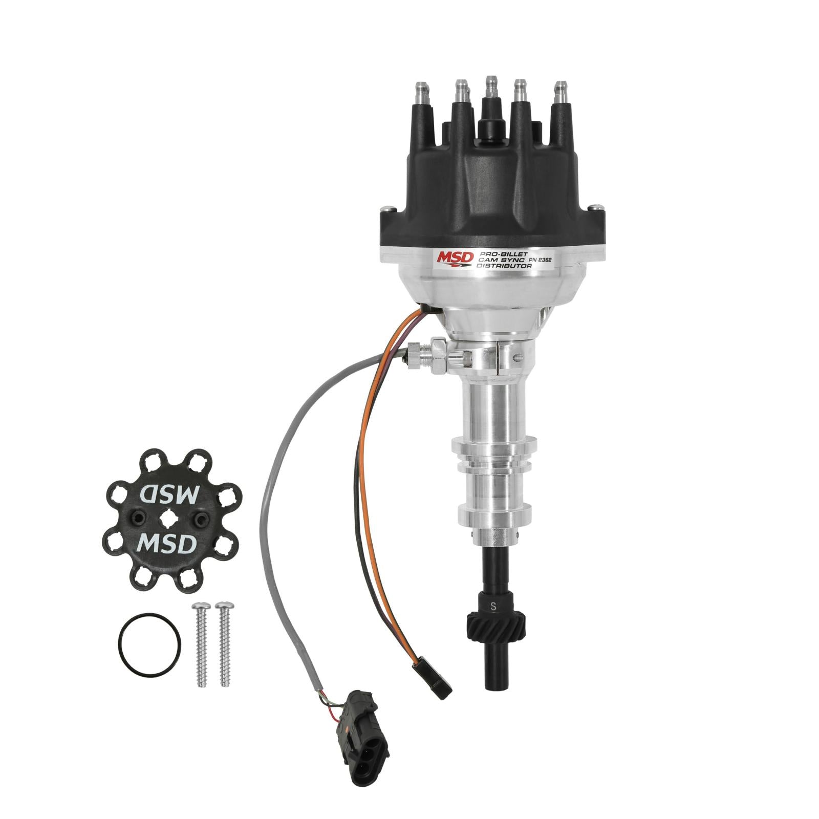 Pro-Billet Cam Sync Distributor, Ford 351W, Steel Gear Hall-Effect Sync Pickup And Includes A Steel Gear. Must Be Used With An 6, 7 Or 8-Series MSD Ignition