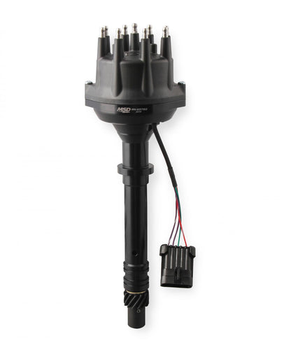 Black Chevy Small / Big Block Dual Sync Distributor Pro-Billet Dual Sync EFI Distributors Designed To Work With Holley Efi, And Other Sequential EFI Systems That Support Hall Effect Crank And Cams Sensor Inputs MSD Ignition