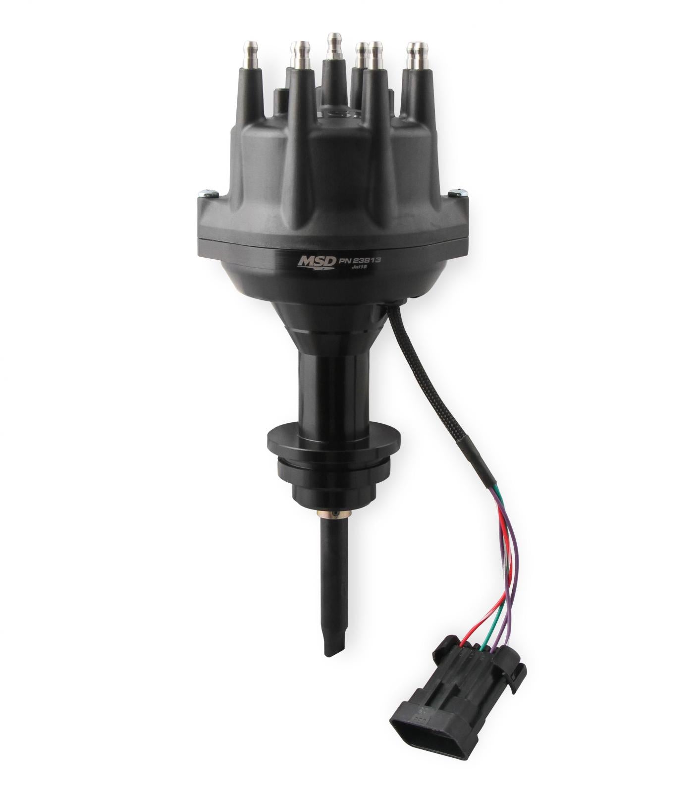 Black Chrysler 318-360 Dual Sync Distributor Pro-Billet Dual Sync EFI Distributors Designed To Work With Holley Efi, And Other Sequential EFI Systems That Support Hall Effect Crank And Cams Sensor Inputs MSD Ignition