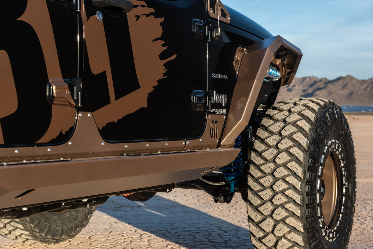 Jeep Rock Sliders 2018-2025 Jeep Wrangler JL Sliders with Body Cladding 4 Door Bodyguard Bumpers-2