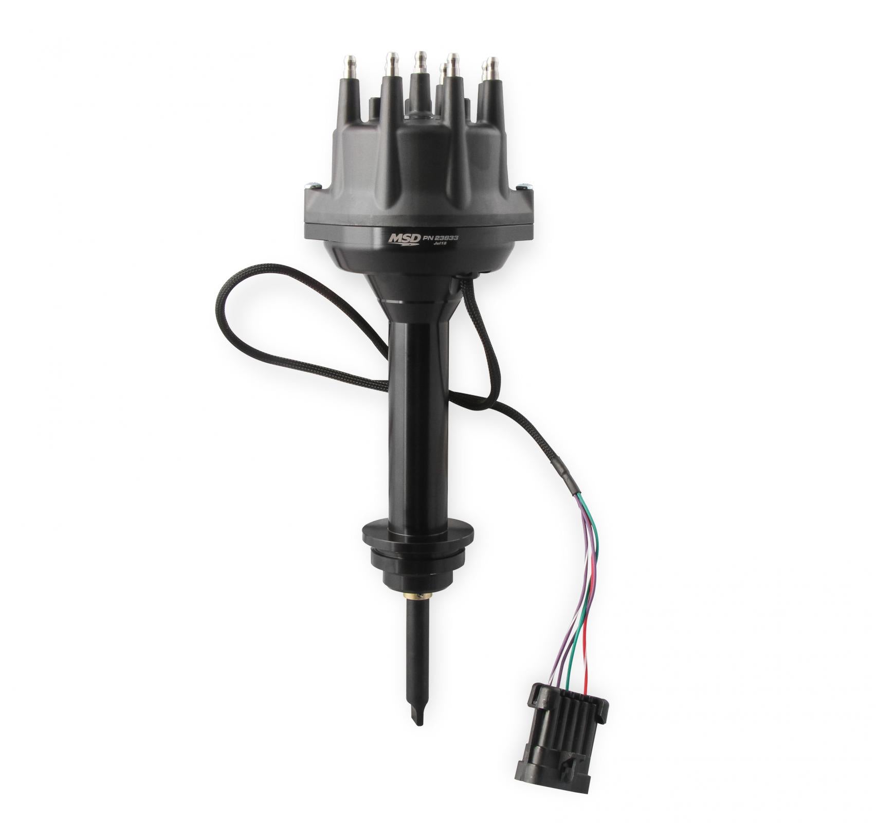 Black Chrysler 426, 440 Dual Sync Distributor Pro-Billet Dual Sync EFI Distributors Designed To Work With Holley Efi, And Other Sequential EFI Systems That Support Hall Effect Crank And Cams Sensor Inputs MSD Ignition