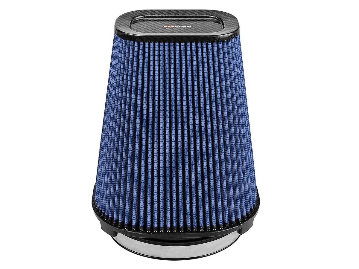 Track Series Intake Replacement Air Filter w/ Pro 5R Media - Carbon Fiber top (7-1/2x5-1/2) Inch F x (9x7) Inch B x (5-3/4x3-3/4) Inch T (Carbon Fiber) x 10 Inch H aFe Power