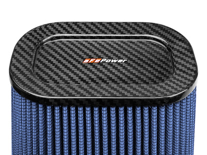 Track Series Intake Replacement Air Filter w/ Pro 5R Media - Carbon Fiber top (7-1/2x5-1/2) Inch F x (9x7) Inch B x (5-3/4x3-3/4) Inch T (Carbon Fiber) x 10 Inch H aFe Power-3