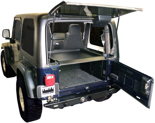Deluxe Cargo Enclosure - 87-95 Wrangler YJ / 97-06 Wrangler TJ Rear Seats Must Be Removed Black Products Tuffy Security