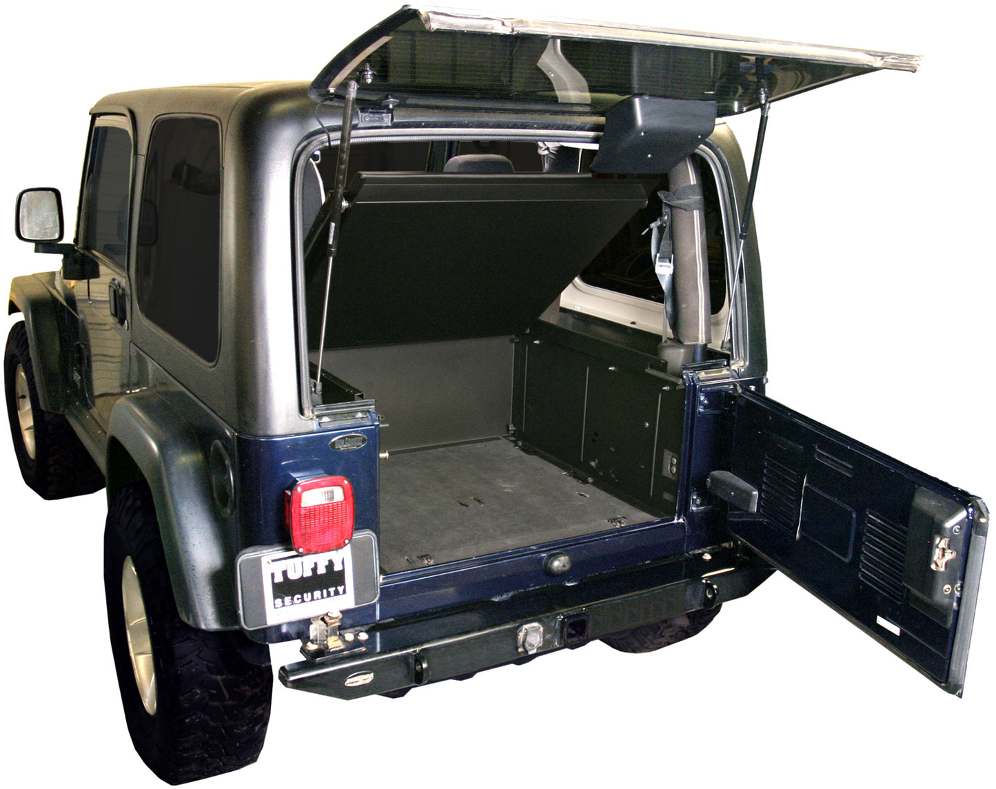 Deluxe Cargo Enclosure - 87-95 Wrangler YJ / 97-06 Wrangler TJ Rear Seats Must Be Removed Black Products Tuffy Security-2