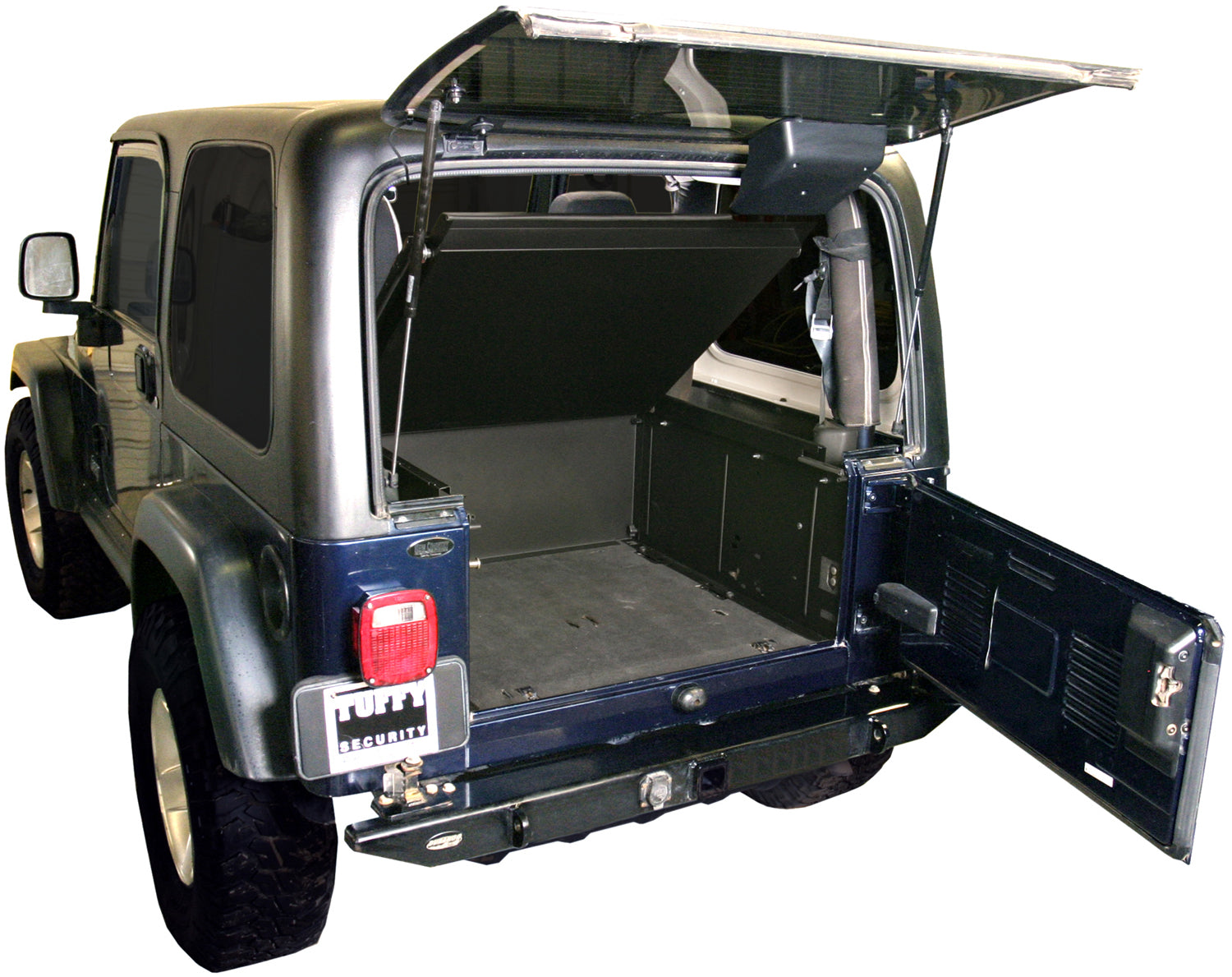 Deluxe Cargo Enclosure - 87-95 Wrangler YJ / 97-06 Wrangler TJ Rear Seats Must Be Removed Black Products Tuffy Security-2