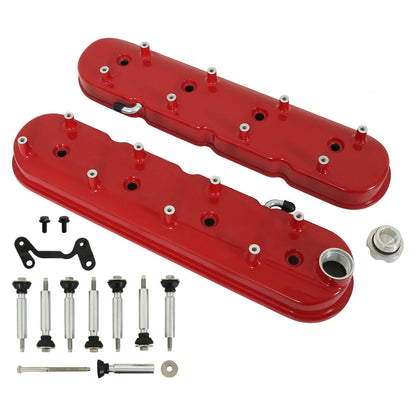 Tall LS Valve Covers Gloss Red Tall LS Valve Covers W/ Coil Mounting Posts, Cast Aluminum Gloss Red Holley-1