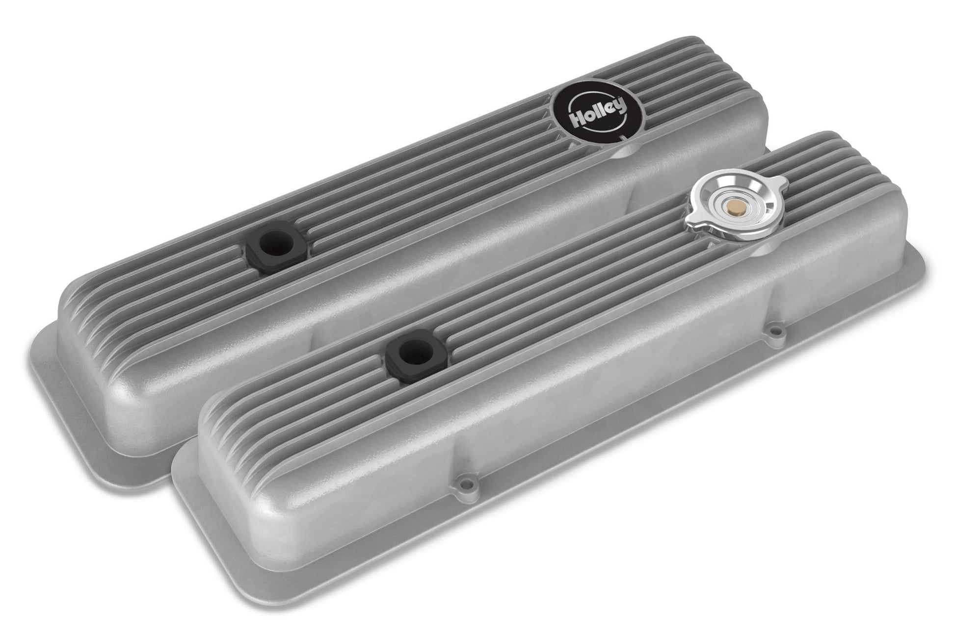 Valve Covers Muscle Series Finned SBC Chevrolet Small Block Perimeter Bolt Cast Aluminum Holley-9