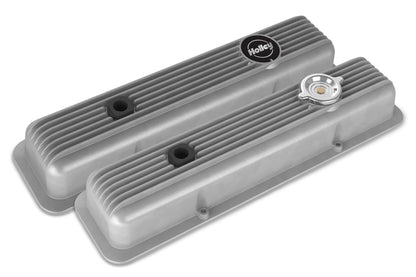 Valve Covers Muscle Series Finned SBC Chevrolet Small Block Perimeter Bolt Cast Aluminum Holley-9