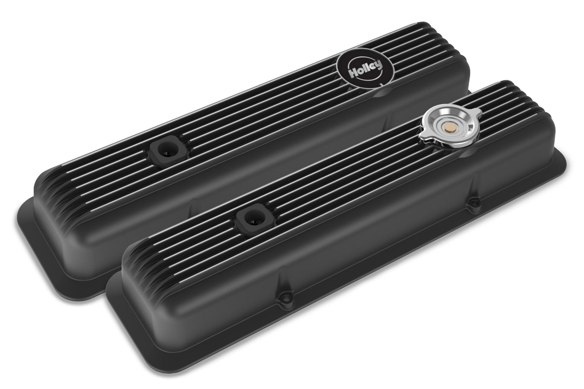 Valve Covers Muscle Series Finned SBC Chevrolet Small Block Perimeter Bolt Cast Aluminum Holley-6