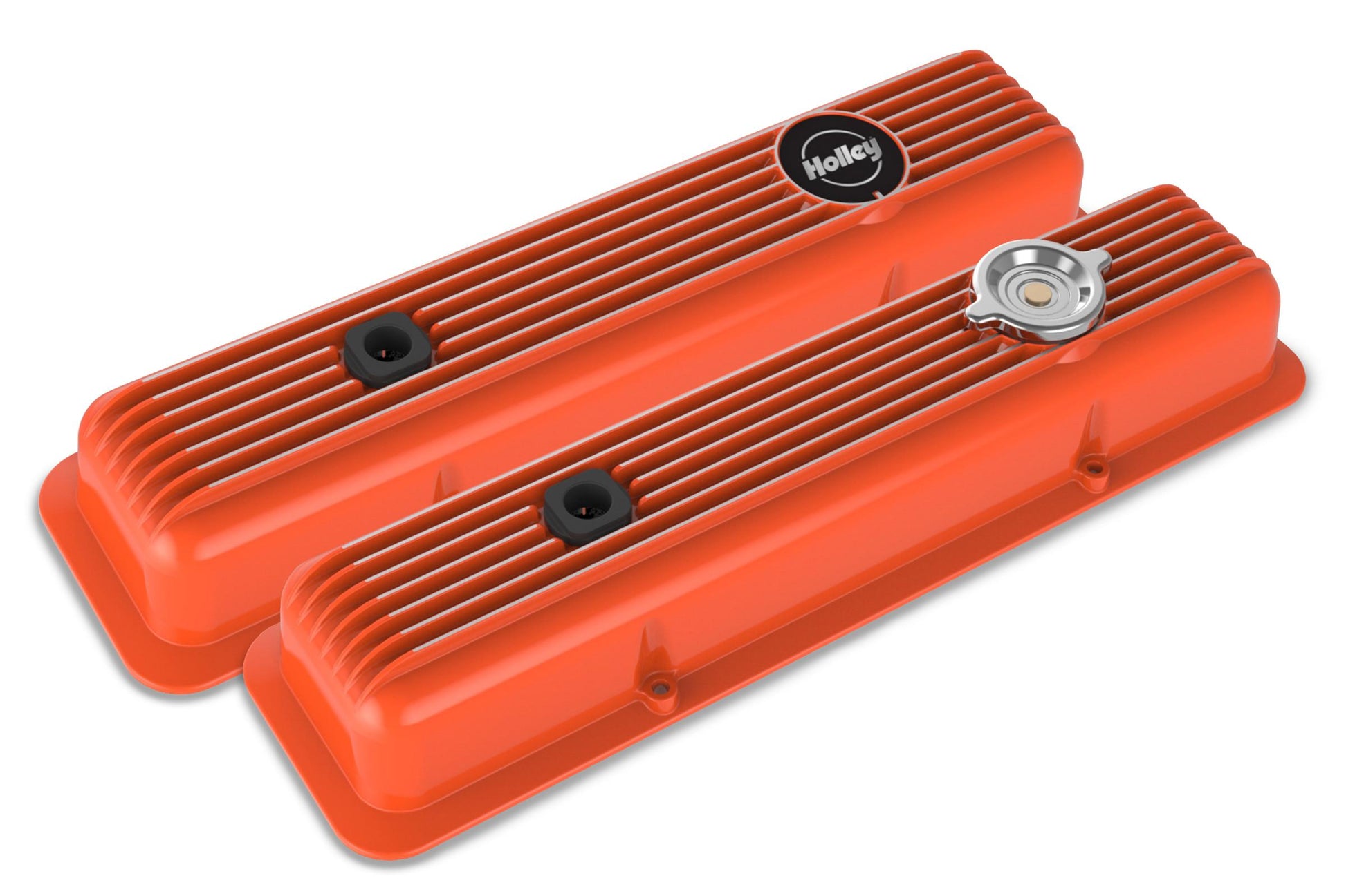 Valve Covers Muscle Series Finned SBC Chevrolet Small Block Perimeter Bolt Cast Aluminum Holley-3