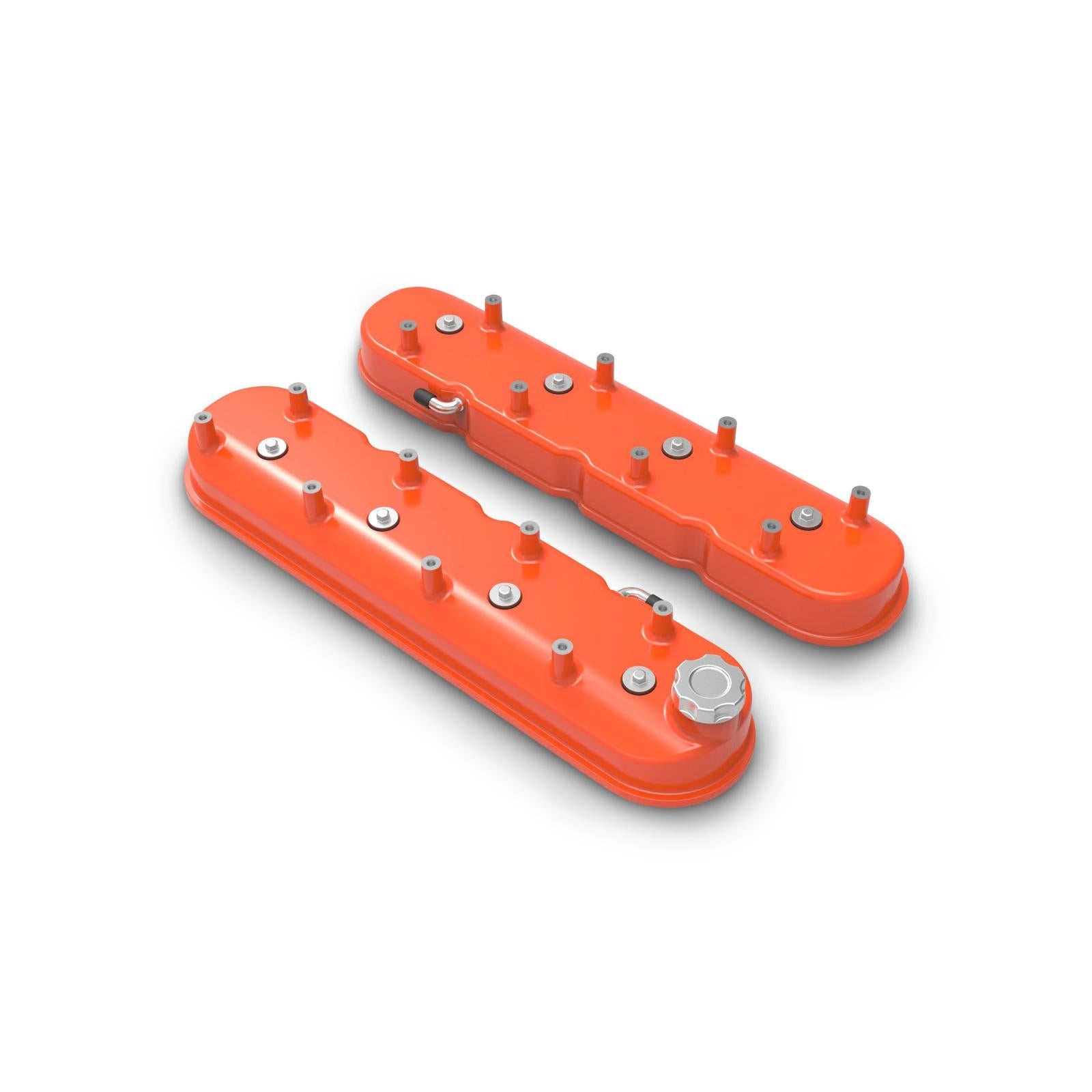 Tall LS Valve Covers Factory Orange Tall LS Valve Covers W/ Coil Mounting Posts, Cast Aluminum Factory Orange Holley
