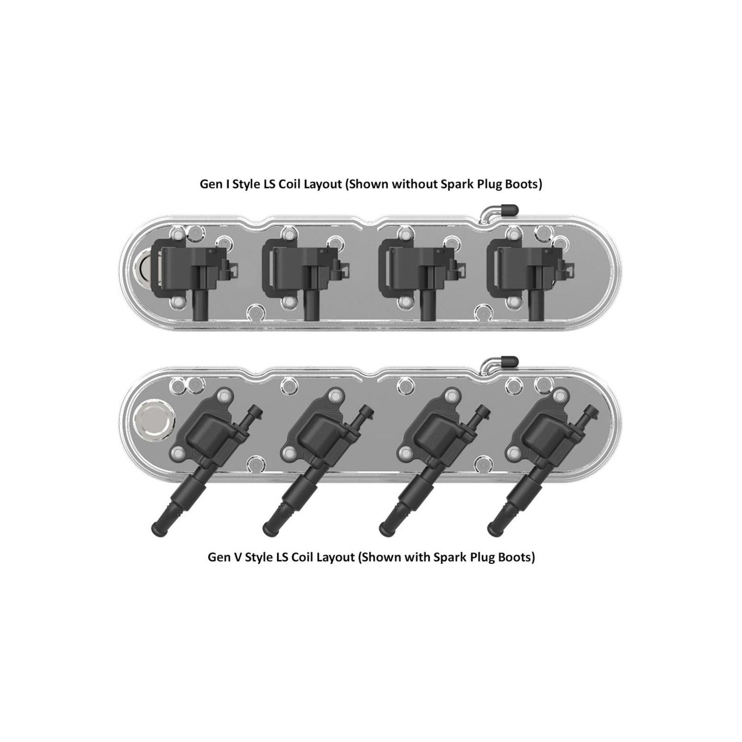 2-Piece Chevrolet Script Valve Cover Gen III/iv LS Machined Chevrolet Gen III/iv LS Cast Aluminum Coil-Mounting Base & Integrated Coil Cover Holley-24