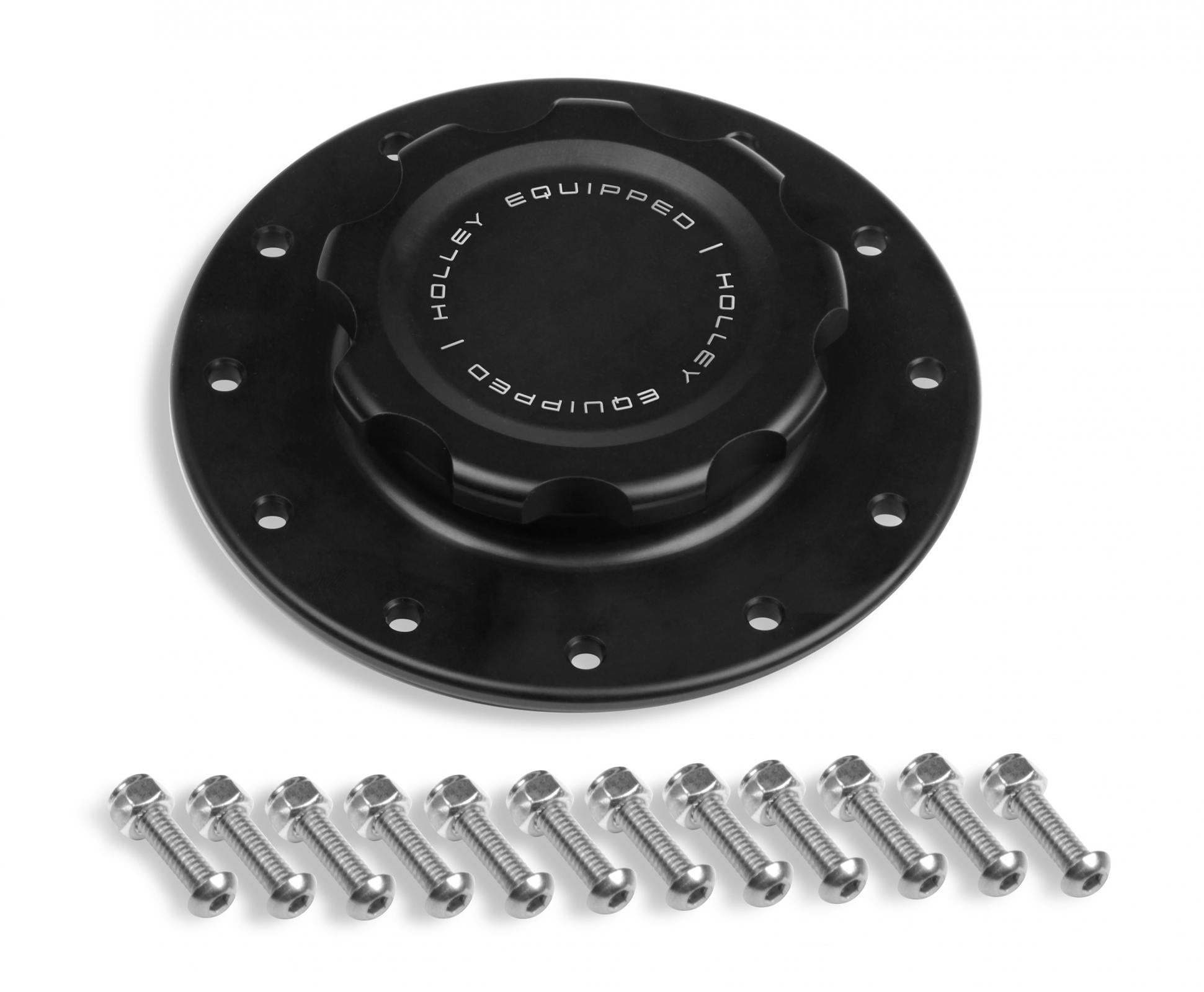 Equipped Billet Fuel Cell Cap 12-Bolt Flange Holley