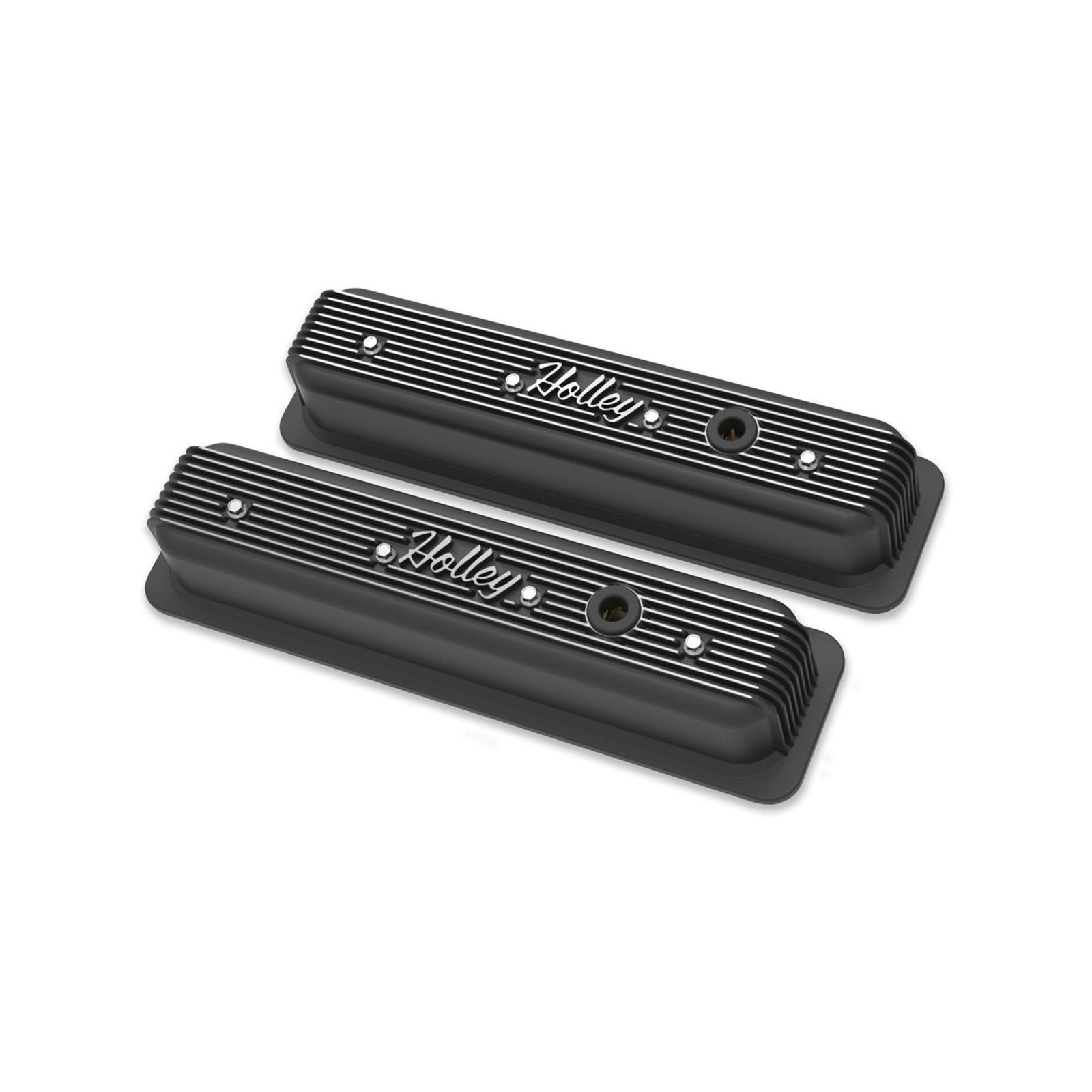 Vintage Finned Valve Cover Script SBC Center Bolt Machined Small Block Chevrolet ZZ6/Vortec Center Bolt Valve Cover Emissions Provision Holley-9