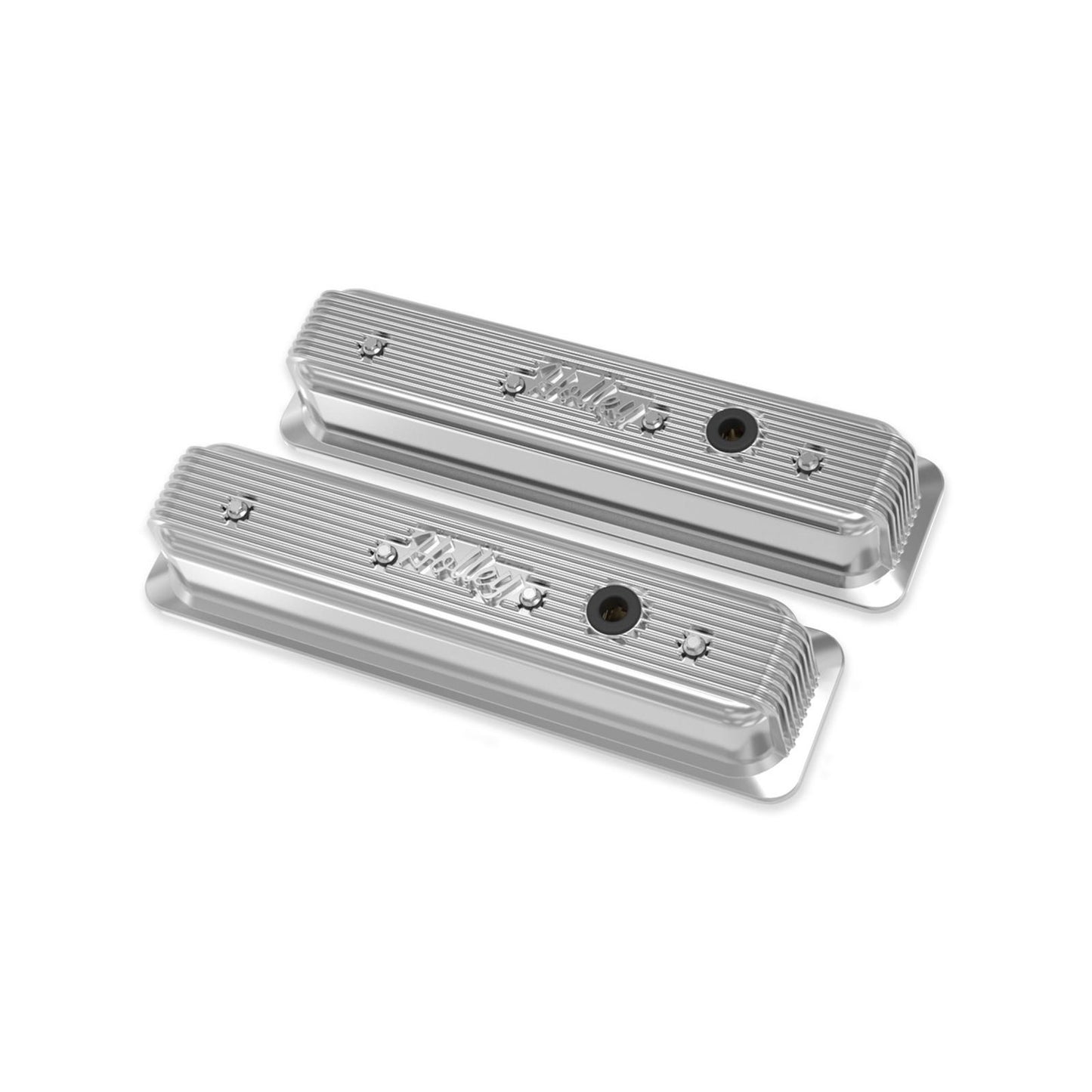 Vintage Finned Valve Cover Script SBC Center Bolt Machined Small Block Chevrolet ZZ6/Vortec Center Bolt Valve Cover Emissions Provision Holley-6