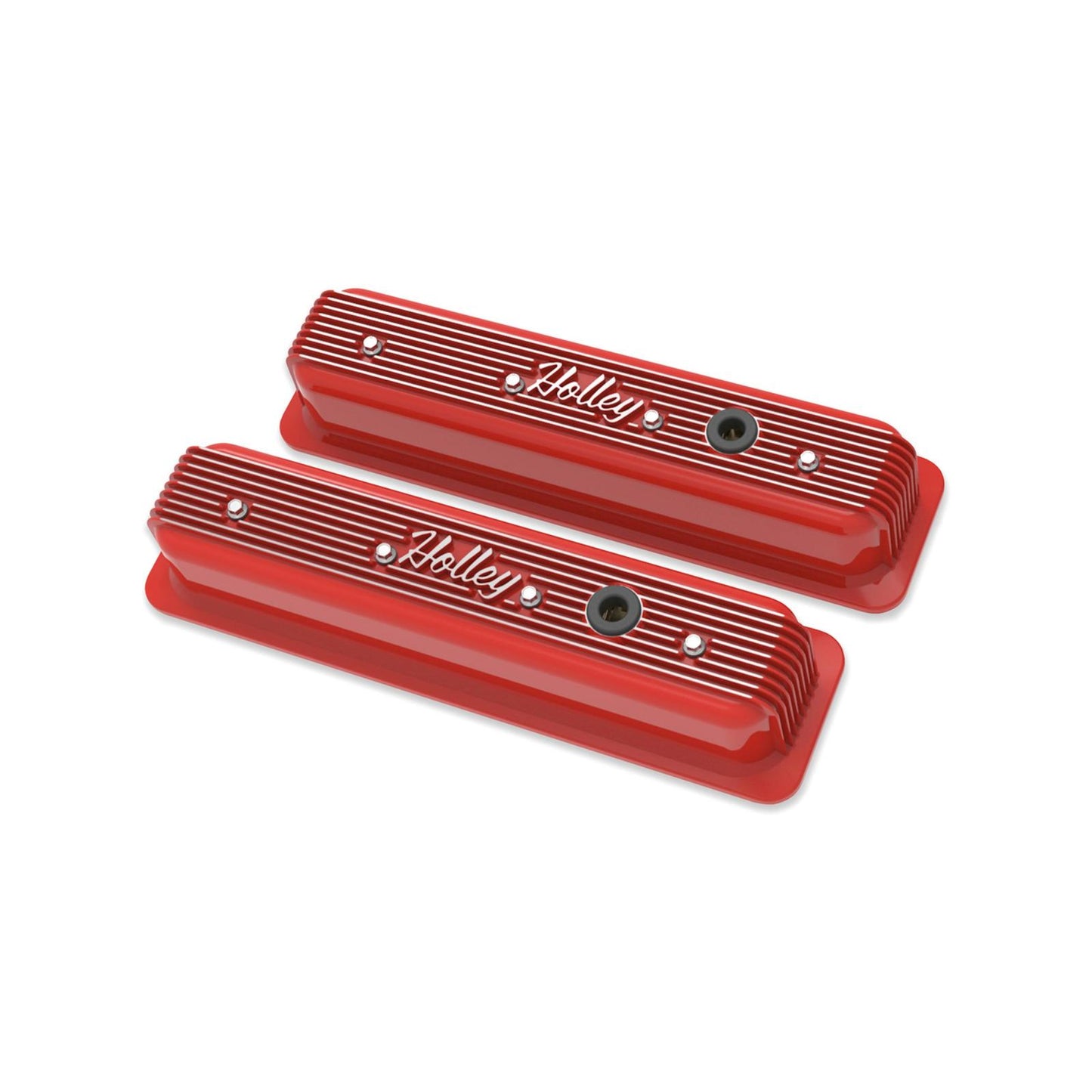 Vintage Finned Valve Cover Script SBC Center Bolt Machined Small Block Chevrolet ZZ6/Vortec Center Bolt Valve Cover Emissions Provision Holley