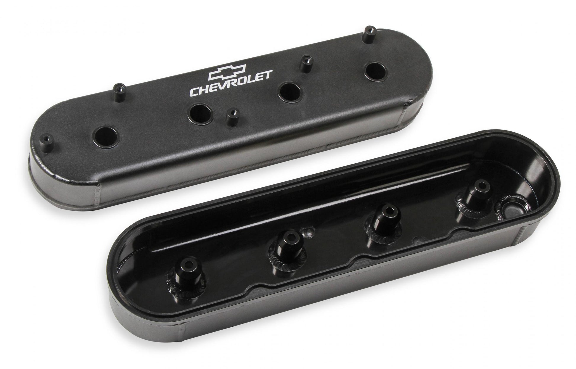 GM Track Series Valve Covers Small Block Chevrolet Gen III/iv LS Satin Black GM Track Series Fabricated Aluminum LS Valve Covers W/oem Coil Stands and Licensed Chevrolet/bowtie Logo Satin Black Finish Holley-1