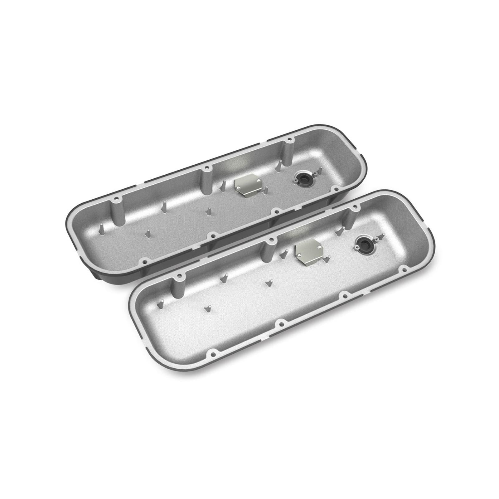 Vintage Series Finned Valve Covers BBC Satin Black Machined Chevrolet Big Block Cast Aluminum Valve Covers Stock or Stock Replacement Valvetrain Holley-1