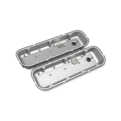 Vintage Series Finned Valve Covers BBC Satin Black Machined Chevrolet Big Block Cast Aluminum Valve Covers Stock or Stock Replacement Valvetrain Holley-1