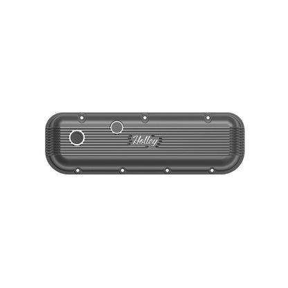 Vintage Series Finned Valve Covers BBC Satin Black Machined Chevrolet Big Block Cast Aluminum Valve Covers Stock or Stock Replacement Valvetrain Holley-3