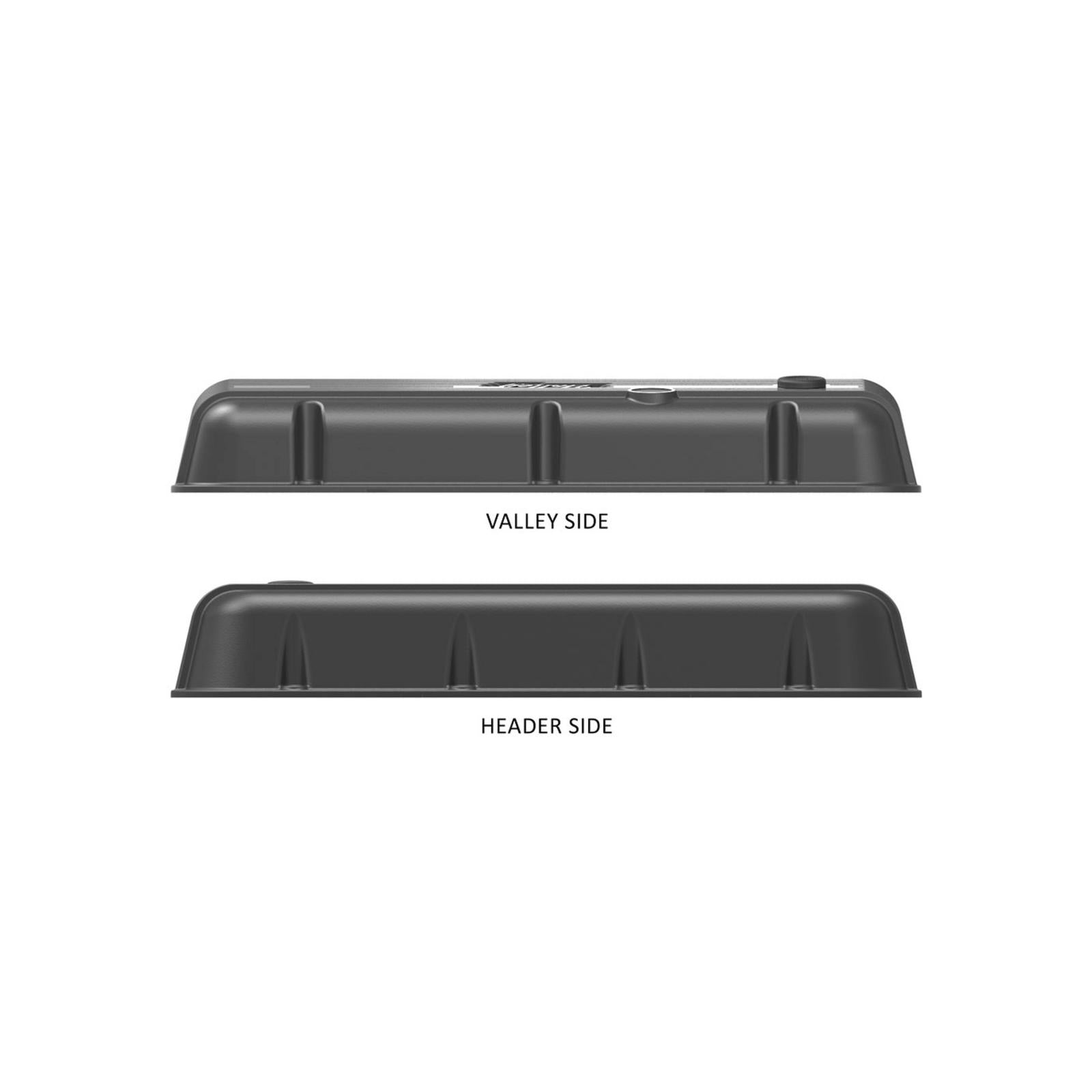 Vintage Series Finned Valve Covers BBC Satin Black Machined Chevrolet Big Block Cast Aluminum Valve Covers Stock or Stock Replacement Valvetrain Holley-4