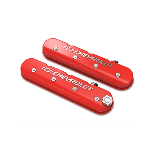 Tall LS Valve Cover with Bowtie/Chevrolet Logo Machined Finish Includes Lengthened Hardware, OE Style Baffle System, and Billet Fill Cap Holley