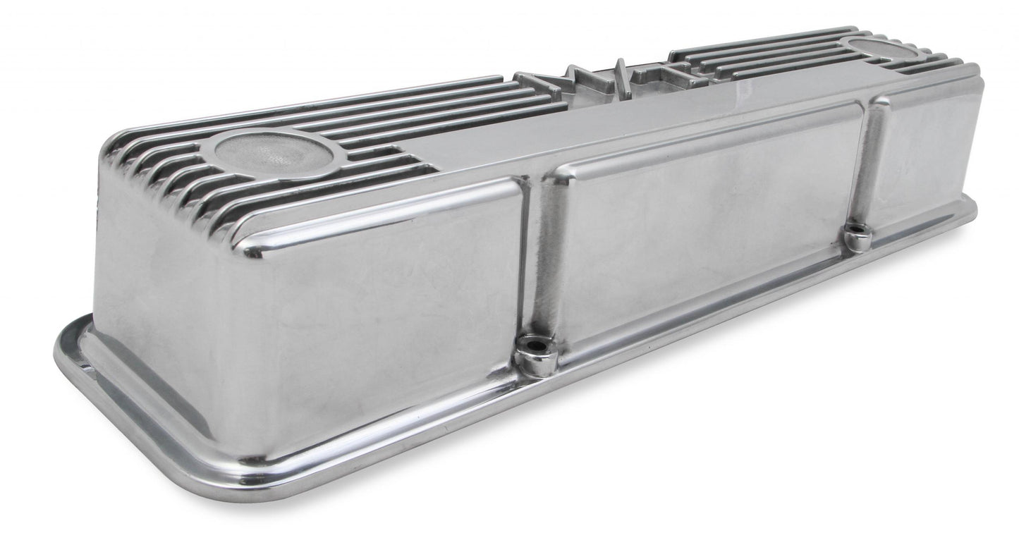 M/T Valve Covers Vintage Style Finned SBC Chevrolet Small Block Perimeter Bolt Cast Aluminum Holley-6