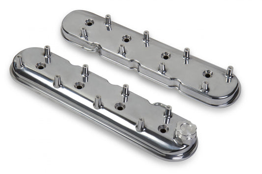 LS Valve Covers Polished Standard Height LS Valve Covers W/ Coil Mounting Posts, Cast Aluminum Polished Finish Holley
