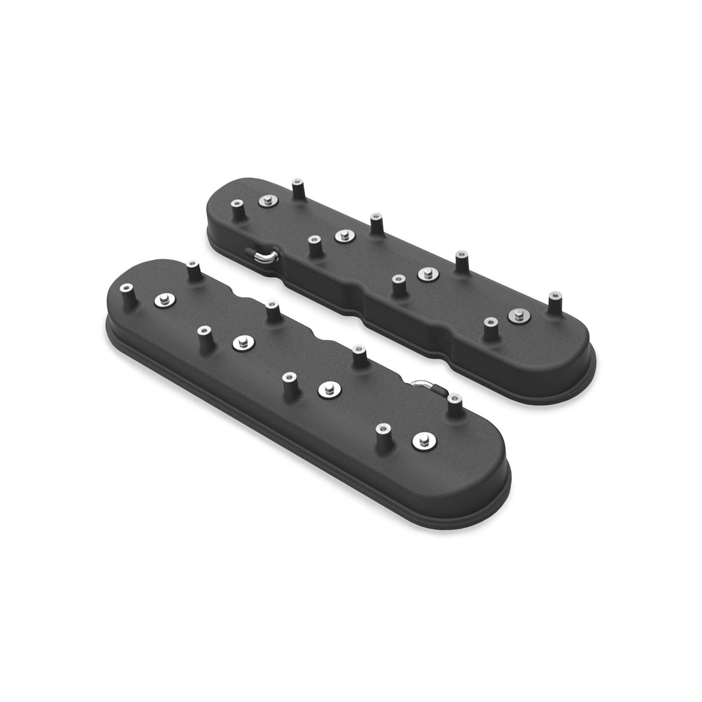 Tall LS Valve Covers for Dry Sump Applications Satin Black Tall LS Dry Sump Valve Covers Without Oil Fill, Cast Aluminum Satin Black Finish Holley