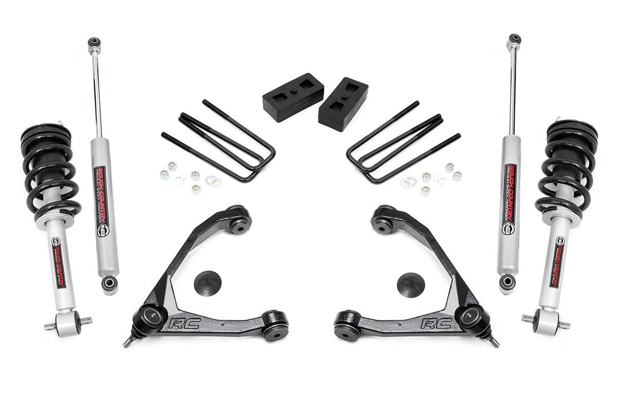 Rough Country 3.5 Inch Suspension Lift Kit w/Upper Control Arms N3 Struts & Shocks 07-13 Silverado/Sierra 1500 Rough Country