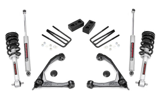 Rough Country 3.5 Inch Suspension Lift Kit w/Upper Control Arms N3 Struts & Shocks 07-13 Silverado/Sierra 1500 Rough Country