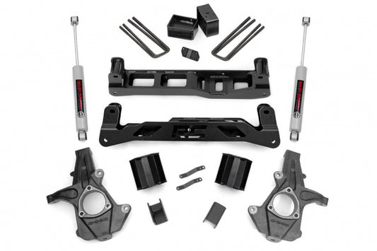 Rough Country 5 Inch Suspension Lift Kit w/V2 Shocks & Struts 14-18 Silverado/Sierra 1500 2WD Rough Country