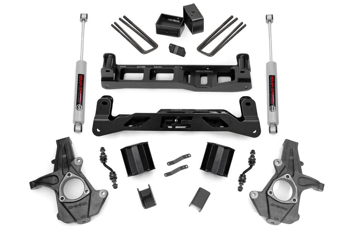 Rough Country 5 Inch Suspension Lift Kit w/N2.0 14-18 Silverado/Sierra 1500 2WD Aluminum/Stamped Steel Rough Country