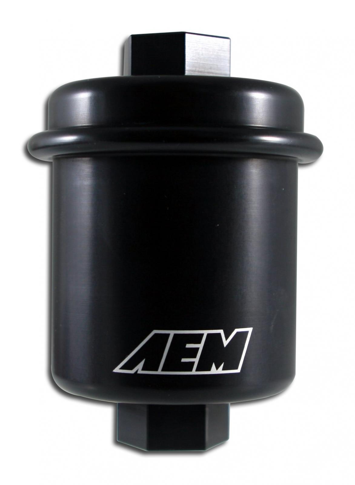 High Volume Fuel Filter Acura/Honda Inlet 14mm x 1.5 Outlet 12mm x 1.25 AEM Electronics-2