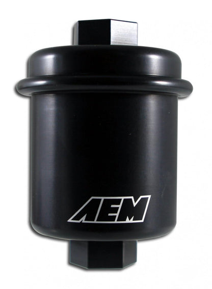 High Volume Fuel Filter Acura/Honda Inlet 14mm x 1.5 Outlet 12mm x 1.25 AEM Electronics-2