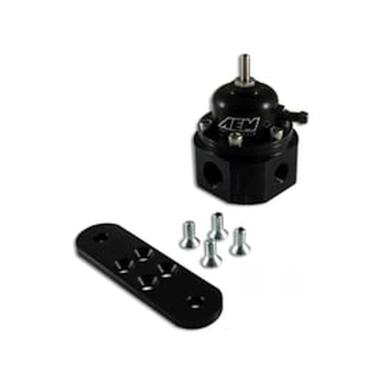 Universal Adjustable Fuel Pressure Regulator Inlet 2 x -6AN (9/16-18) Outlet -6AN Gauge Port 1/8 Inch NPT Black AEM Electronics-2