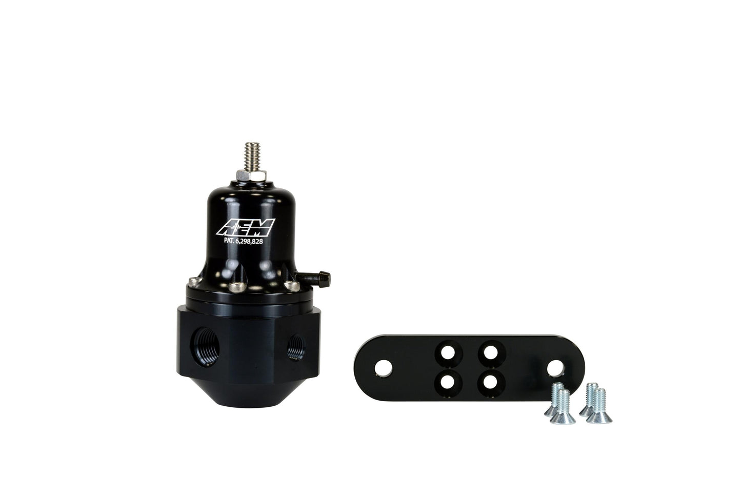 Hi-Cap Universal Adjustable Fuel Pressure Regulator Inlet 2 x -6AN (9/16-18) Outlet -6AN Gauge Port 1/8 Inch NPT Black AEM Electronics-1