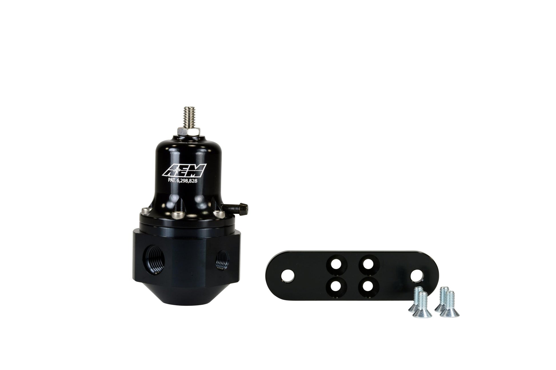 Hi-Cap Universal Adjustable Fuel Pressure Regulator Inlet 2 x -6AN (9/16-18) Outlet -6AN Gauge Port 1/8 Inch NPT Black AEM Electronics-1