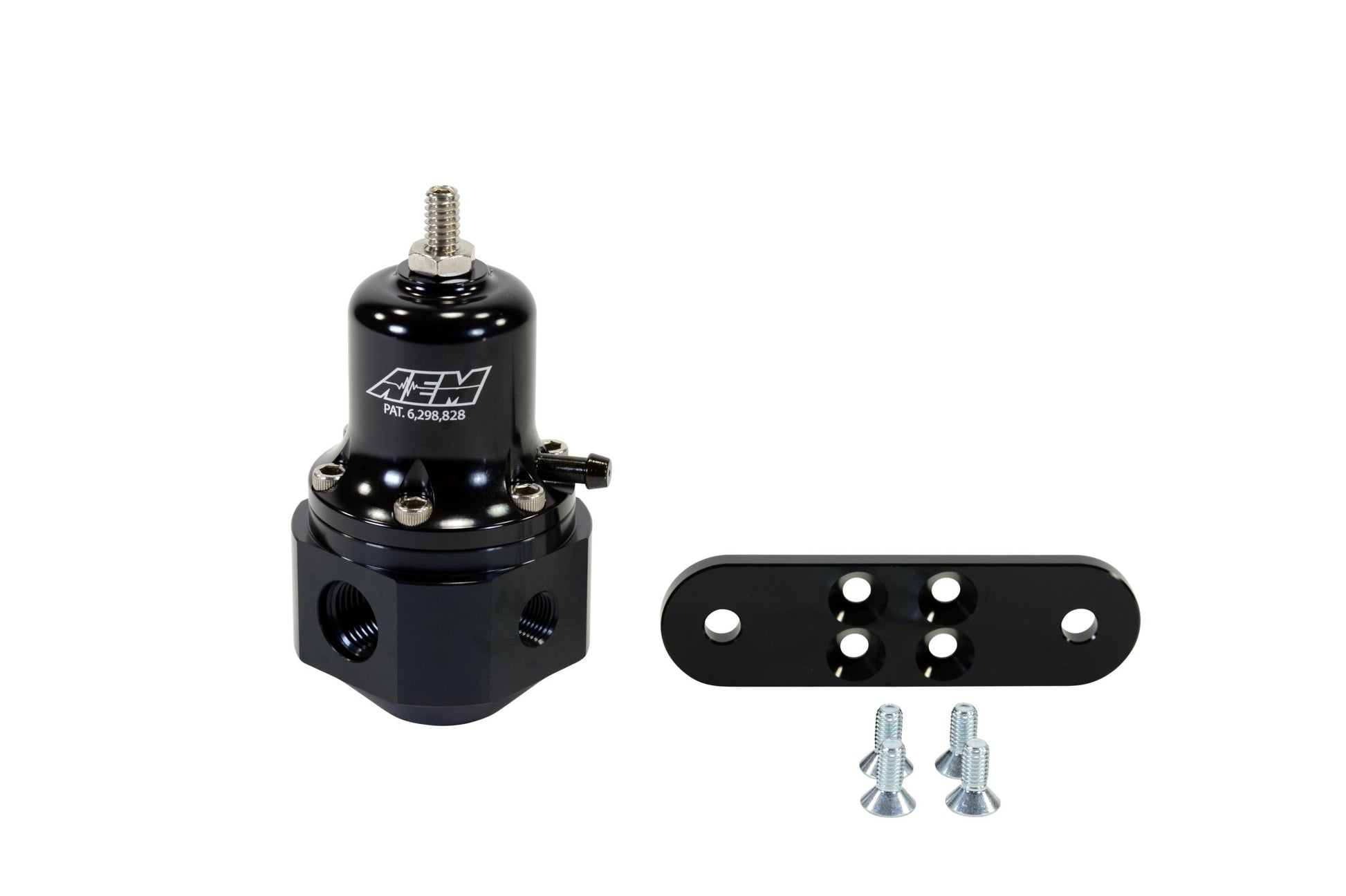 Hi-Cap Universal Adjustable Fuel Pressure Regulator Inlet 2 x -6AN (9/16-18) Outlet -6AN Gauge Port 1/8 Inch NPT Black AEM Electronics-4